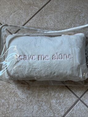 Victoria's Secret White Embroidered 'leave me alone' Bath Pillow
